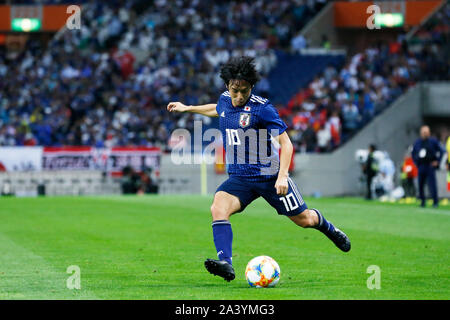 Saitama Stadion 2002, Saitama, Japan. 10 Okt, 2019. Shoya Nakajima (JPN), 10. Oktober 2019 - Fußball: FIFA Fußball-Weltmeisterschaft Katar 2022 asiatische nähere Bestimmung zweite Runde Gruppe F Match zwischen Japan 6-0 der Mongolei in Saitama Stadion 2002, Saitama, Japan. Credit: Naoki Morita/LBA SPORT/Alamy leben Nachrichten Stockfoto