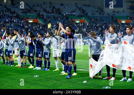 Saitama Stadion 2002, Saitama, Japan. 10 Okt, 2019. Japan Team Group (JPN), 10. Oktober 2019 - Fußball: FIFA Fußball-Weltmeisterschaft Katar 2022 asiatische nähere Bestimmung zweite Runde Gruppe F Match zwischen Japan 6-0 der Mongolei in Saitama Stadion 2002, Saitama, Japan. Credit: Naoki Morita/LBA SPORT/Alamy leben Nachrichten Stockfoto