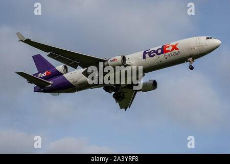 FedEx Express, McDonnell Douglas, MD11, Landung auf dem Internationalen Flughafen Auckland, Auckland, Neuseeland Stockfoto