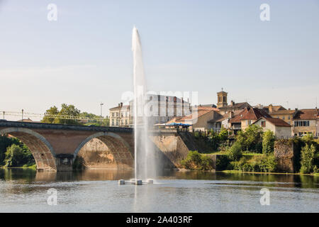 Die Stadt Bergerac am Fluss Dordogne in Aquitanien, Frankreich Stockfoto