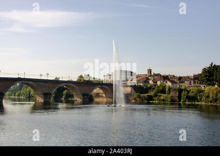 Die Stadt Bergerac am Fluss Dordogne in Aquitanien, Frankreich Stockfoto