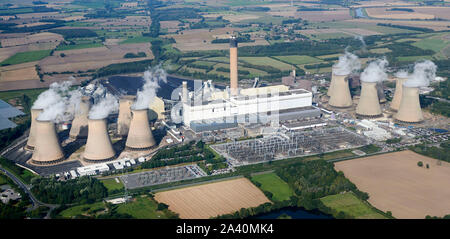 Eine Luftaufnahme von Kraftwerk Drax, North Yorkshire, Nordengland, Großbritannien Stockfoto