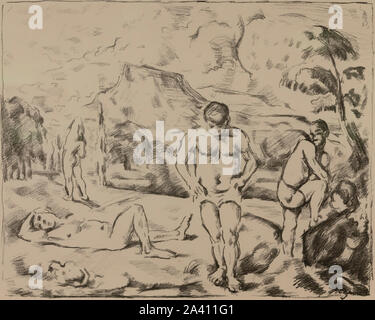 Badegäste, große Platte, Baigners, Grande Planche, Paul Cezanne, 1897-1901, Stockfoto