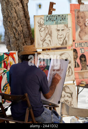 Street artist in Taormina, Sizilien Stockfoto