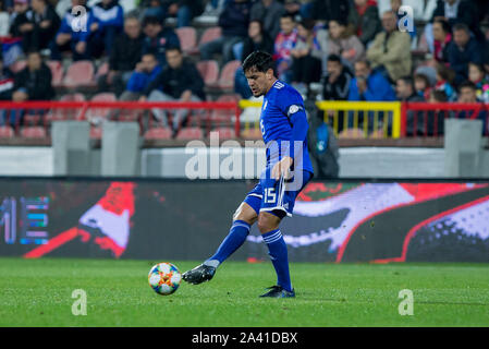 Krusevac, Serbien. 10 Okt, 2019. Gustavo Gomez von Paraguay den Ball. Credit: Nikola Krstic/Alamy leben Nachrichten Stockfoto
