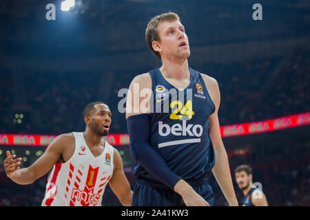 Belgrad, Serbien. 10 Okt, 2019. Jan Vesely von Fenerbahce Istanbul Beko reagiert. Credit: Nikola Krstic/Alamy leben Nachrichten Stockfoto