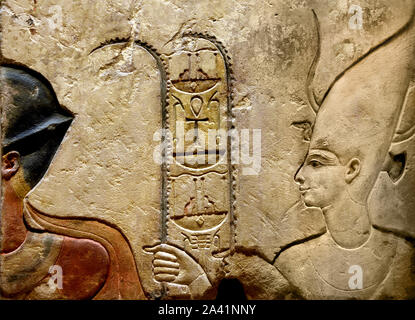 Göttin Satet Reliefs der Tempel der Göttin Satet auf Elephantine Herrschaft von Hatschepsut und Thutmosis III., 18. Dynastie, Assuan Elephantine. Ägypten, Ägyptische. Stockfoto