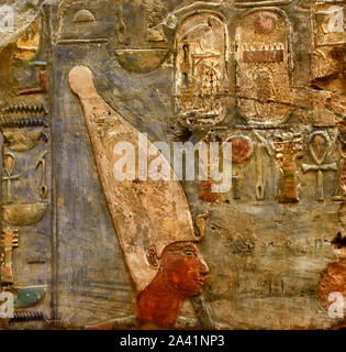 Göttin Satet Reliefs der Tempel der Göttin Satet auf Elephantine Herrschaft von Hatschepsut und Thutmosis III., 18. Dynastie, Assuan Elephantine. Ägypten, Ägyptische. Stockfoto