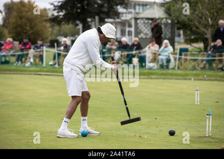 Phyllis Gericht V Nottingham in der National Golf Croquet - schlagen Sie Meisterschaft finale bei Phyllis Gericht Club, Henley on Thames, England, Großbritannien Stockfoto