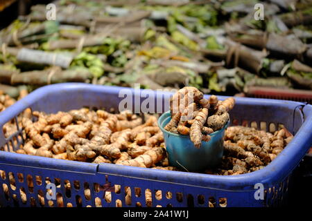 Indonesien Sumba Pasar Inpres Matawai Kurkuma Wurzeln Stockfoto