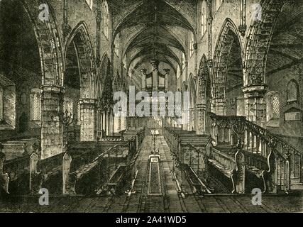 'Innenraum von Londonderry Kathedrale', 1898. St Columb's Cathedral in Derry, Nordirland abgeschlossen im 1633 von William Parrottt, im gotischen Stil des Pflanzers. Von "unserem eigenen Land, Band II". [Cassell und Company, Limited, London, Paris & Amp; Melbourne, 1898] Stockfoto