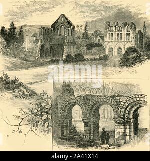 "Ruinen von Wenlock Priory", 1898. Wenlock Priory, eine Burgruine aus dem 12. Jahrhundert Kloster, in Much Wenlock, Shropshire hought das Finale gegen die Ruhestätte des Heiligen Milburga werden. Nach der Auflösung der Klöster im Jahr 1540 mehrere Gebäude wurden in Privatwohnungen umgewandelt. Von "unserem eigenen Land, Band V". [Cassell und Company, Limited, London, Paris & Amp; Melbourne, 1898] Stockfoto