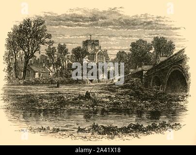 T'S. Asaph', 1898. St Asaph auf dem Fluss Elwy in Denbighshire, Wales und aus dem 13. Jahrhundert St Asaph Cathedral. Von "unserem eigenen Land, Band V". [Cassell und Company, Limited, London, Paris & Amp; Melbourne, 1898] Stockfoto