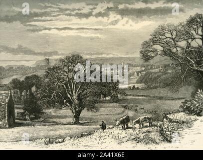 "Richmond, von Easby', 1898. Easby in North Yorkshire in der Nähe von Richmond am Ufer des Flusses Swale am Rande der Yorkshire Dales National Park. Von "unserem eigenen Land, Band VI". [Cassell und Company, Limited, London, Paris & Amp; Melbourne, 1898] Stockfoto