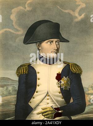 "Napoleon der Große, Kaiser der Franzosen, König von Italien', c 1806, (1921). "Napoleon Le Grand, Empereur des Fran &#xe7; Ais, Roi d'Italie'. Porträt von Napoleon Bonaparte (1769-1821) im dreispitz und Uniform. Kupferstich von Ruotte nach Robert Lef&#xe8; vre. Von "Napoleon" von Raymond Guyot, [H. Mehlig, Paris, 1921] Stockfoto