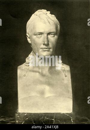 Büste von Napoleon, 1806, (1921). Terrakotta Portraitbüste von Napoleon Bonaparte (1769-1821), hergestellt von Jean-Antoine Houdon. Von "Napoleon" von Raymond Guyot, [H. Mehlig, Paris, 1921] Stockfoto