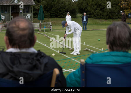 Phyllis Gericht V Nottingham in der National Golf Croquet - schlagen Sie Meisterschaft finale bei Phyllis Gericht Club, Henley on Thames, England, Großbritannien Stockfoto