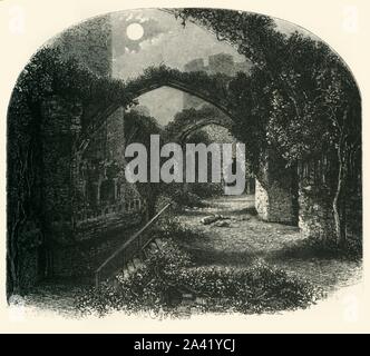 "Der Festsaal, Conway Castle', c 1870. 13. Jahrhundert mittelalterliche Ruinen der Festsaal in Conwy Castle, gebaut von Edward I. zwischen 1283 und 1289. Von "Malerische Europa - die Britischen Inseln, Vol. I". [Cassell, Petter &Amp; Galpin, London, c 1870] Stockfoto