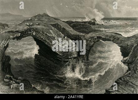 "Felsen am Ross. (In der Nähe von Kilkee, Irland)', c 1870. Natürliche Brücke von Ross bei kilkee an der Atlantikküste in Irland. Von "Malerische Europa - die Britischen Inseln, Vol. II". [Cassell, Petter &Amp; Galpin, London, c 1870] Stockfoto