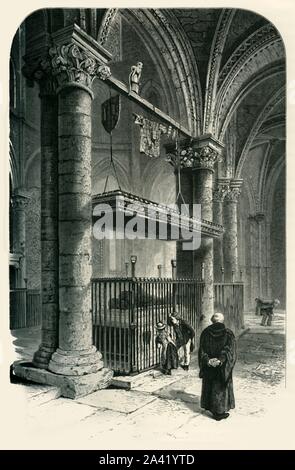 "Grab des Schwarzen Prinzen, der Kathedrale von Canterbury', c 1870. Grab von Edward der schwarze Prinz, einer der grössten Ritter von seinem Alter in der Kathedrale von Canterbury, ein UNESCO-Weltkulturerbe. Von "Malerische Europa - die Britischen Inseln, Vol. II". [Cassell, Petter &Amp; Galpin, London, c 1870] Stockfoto