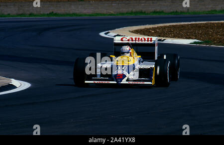 1987 britischen Grand Prix in Silverstone. Nigel Mansell gewinnt in Williams FW 11B. Stockfoto