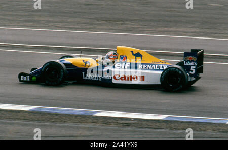 Williams Renault FW 14 B Nigel Mansell, 1992 Der britische Grand Prix in Silverstone. Stockfoto