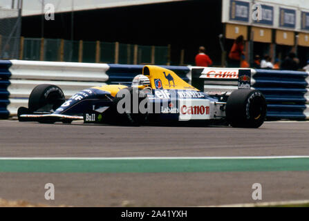 Williams Renault FW 14 B Ricardo Patrese, 1992 Der britische Grand Prix in Silverstone. Stockfoto