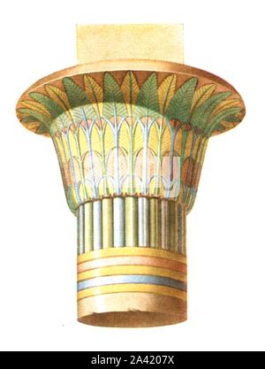 Hauptstadt von Philae, Ägypten, (1928). "Pflanze Spalte aus der westlichen Säulengang zu Philae, Zeit des Kaisers Augustus (31 v. Chr. - 14 N.CHR.). Nach Prisse D'Avennes. Platte IV Abb. 12, aus "Eine Enzyklopädie der Farbe Dekoration von den frühesten Zeiten bis zur Mitte des 19.Jahrhunderts" mit erläuternden Text von Helmuth Bossert. [Ernst Wasmuth Ltd., Berlin, 1928] Stockfoto