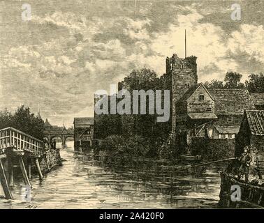 'Front von Newark Castle", 1898. Gegründet Mitte 12. Jahrhundert von Alexander, Bischof von Lincoln von Charta der Henry I. zerlegt im 17. Jahrhundert nach dem Englischen Bürgerkrieg und im 19. Jahrhundert restauriert von Anthony Salvin in den 1840er Jahren. Von "unserem eigenen Land, Band III". [Cassell und Company, Limited, London, Paris & Amp; Melbourne, 1898] Stockfoto