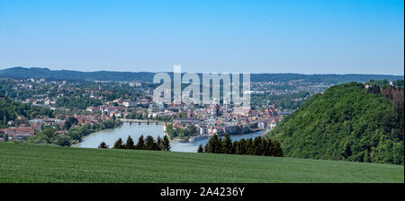 Blick auf die Stadt Passau in Niederbayern Stockfoto