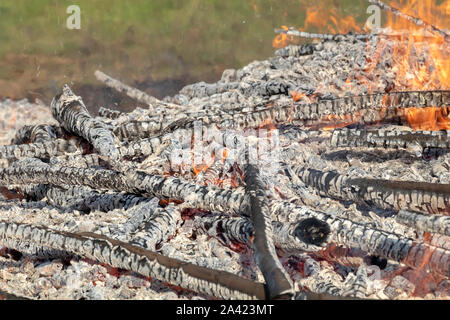 Hintergrund der Feuer Feuer und Asche. Wildfire abstrakt Hintergrund mit Kopie Raum Stockfoto