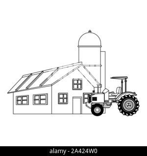 Farm house und Getreidespeicher Icon Design Stock Vektor