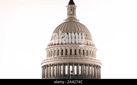 Panoramabild der Kuppel des Kapitols der Vereinigten Staaten mit einer hellen, neutralen Hintergrund. Stockfoto