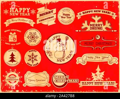 Satz von Weihnachten vintage Etiketten Stock Vektor