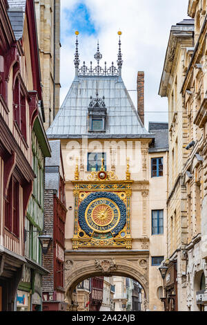 Gros Horloge, Greate Clock in Rouen, Normandie, Frankreich Stockfoto