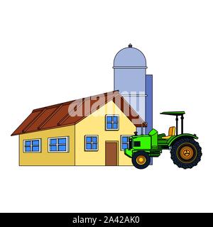 Farm house und Getreidespeicher Icon Design Stock Vektor