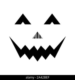 Kürbis Gesicht silhouette Symbol für Halloween isoliert auf weißem Hintergrund. Scary Pumpkin devil Lächeln, gruselige jack o Lanter. Vector Illustration für alle Stock Vektor