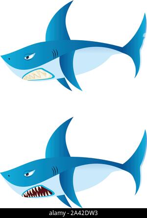 Cartoon great white shark mit großen Zähnen. Stock Vektor