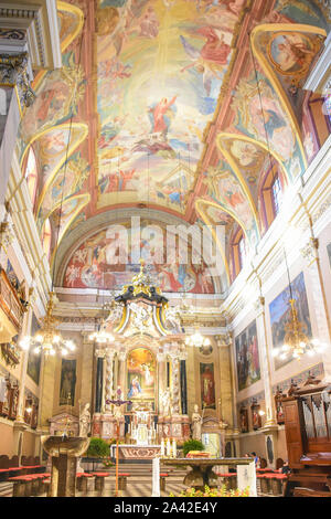 Innenraum Fresken in St. Nikolaus-Kathedrale, Prešerenplatz, Altstadt, Ljubljana, Slowenien Stockfoto