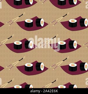 Süße japanische Küche inspiriert nahtlose Muster Hintergrund. Stock Vektor