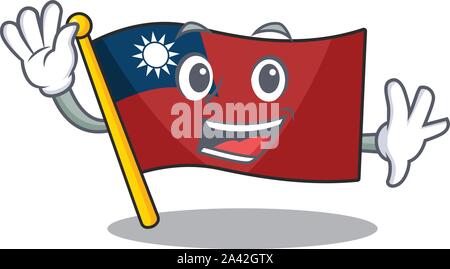 Wehende Flagge taiwan Charakter pole gehoben Stock Vektor