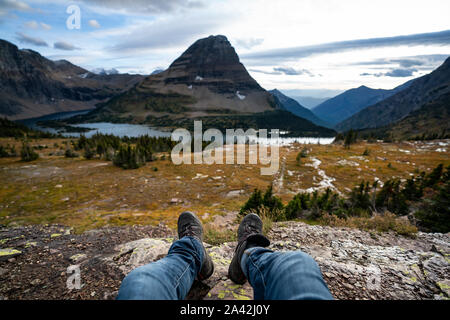 Foto aus der Sicht des Fotografen am Aussichtspunkt an versteckten See, Montana sitzen. Stockfoto