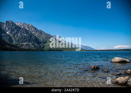 Wanderweg um den Jenny See im Grand Teton National Park Stockfoto