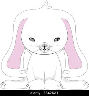 Stilisierte Darstellung der niedliche kleine weiße Kaninchen oder Hase. Stock Vektor