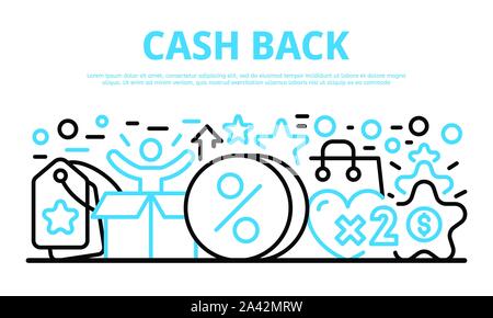 Cash Back Banner, outline Style Stock Vektor
