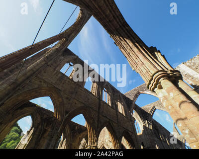 TINTERN, Großbritannien - ca. September 2019: Tintern Abbey (Abaty Tyndyrn in Walisisch) Ruinen Stockfoto