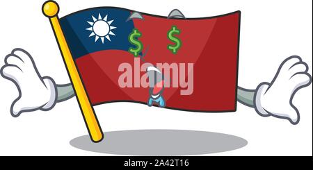 Geld Auge flags Taiwan cartoon Schubladen Stock Vektor