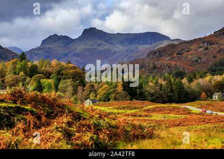 Elterwater Dorf, Great Langdale Valley, Lake District National Park, Cumbria, England, UK gb Stockfoto