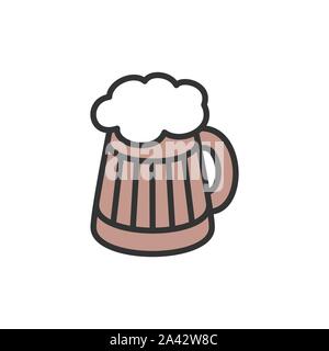 Vektor Bierkrug flachbild Color Line Symbol. Stock Vektor
