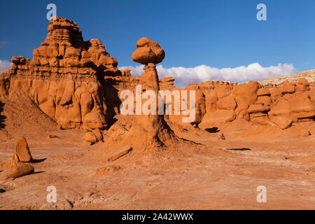 Felsformationen im Goblin Valley State Park, San Rafael Swell, UT. Stockfoto